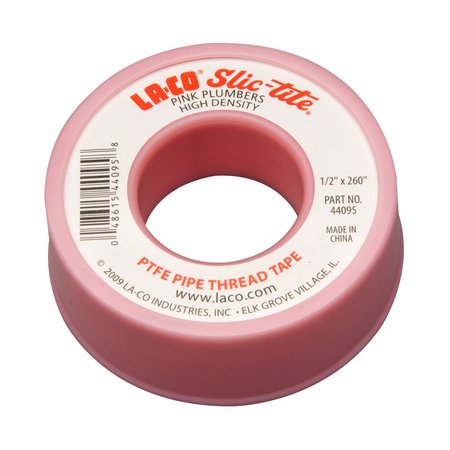 Slic-tite PTFE THREAD TAPE - 1/2"" x 260"" Roll - pink -  LA-CO, 44095